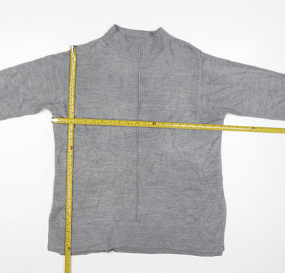 Marks & Spencer Women Grey M Mock Neck Long Sleeve Knit Jumper