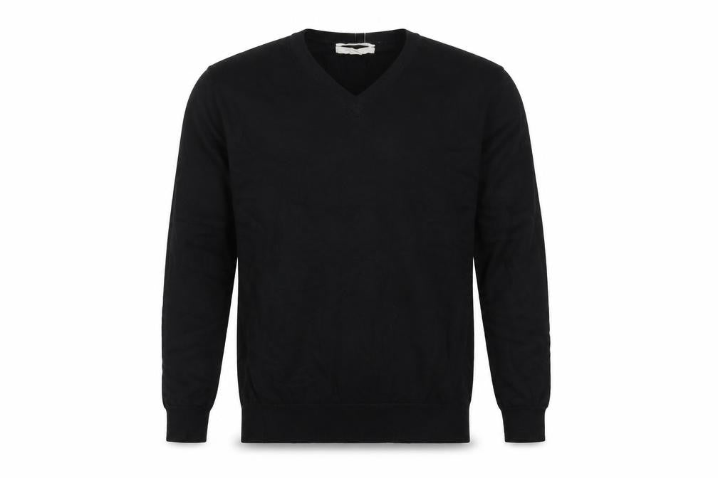Marks and Spencer Men Black M V-Neck Fine Cotton Knit Pullover Jumper