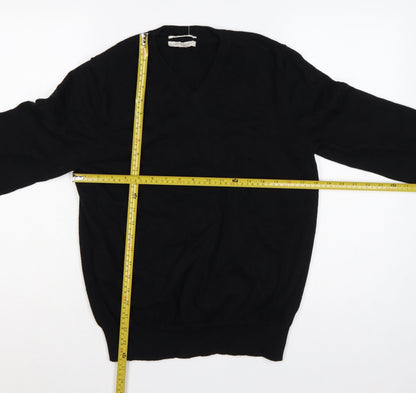 Marks and Spencer Men Black M V-Neck Fine Cotton Knit Pullover Jumper