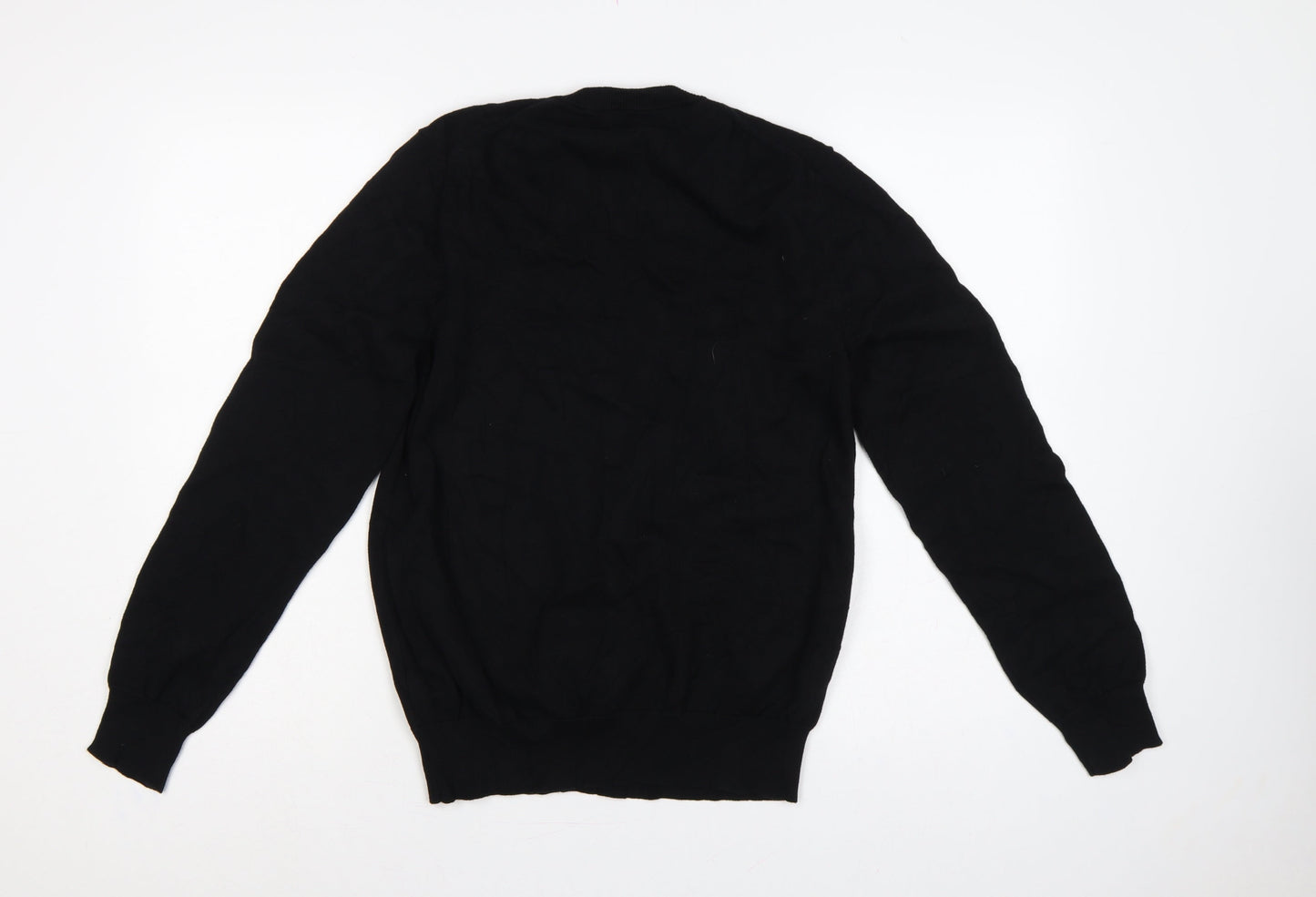 Marks and Spencer Men Black M V-Neck Fine Cotton Knit Pullover Jumper