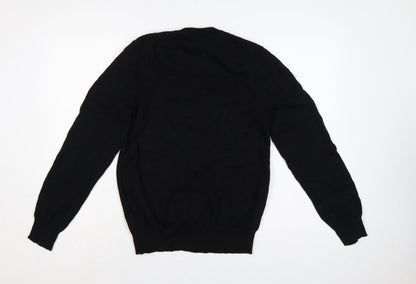 Marks and Spencer Men Black M V-Neck Fine Cotton Knit Pullover Jumper
