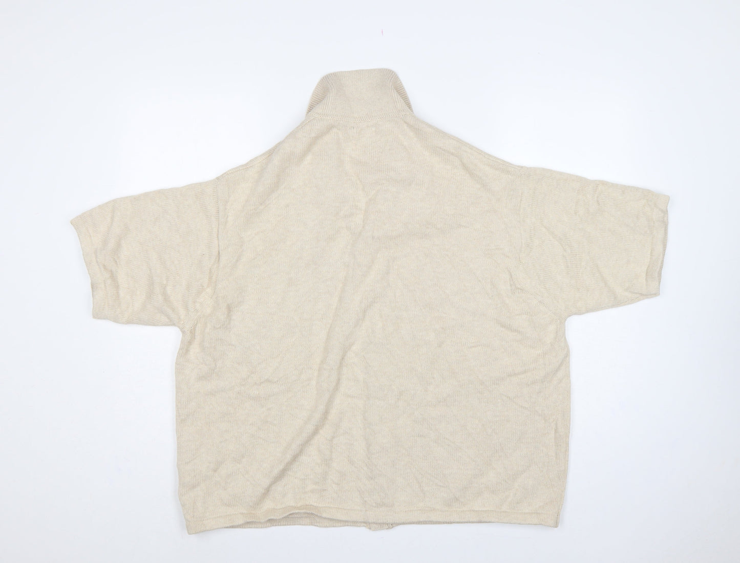 ASOS Design Men Beige L Short Sleeve Button Cardigan Cotton Knit