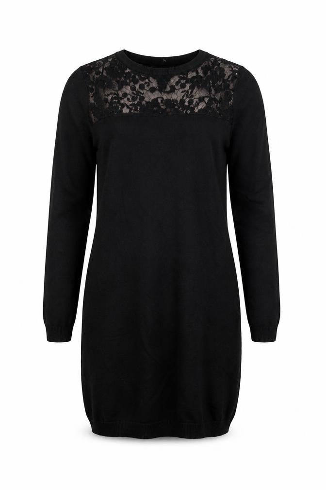 Brave Soul Women Black Size 12 Lace Yoke Knit Jumper Dress