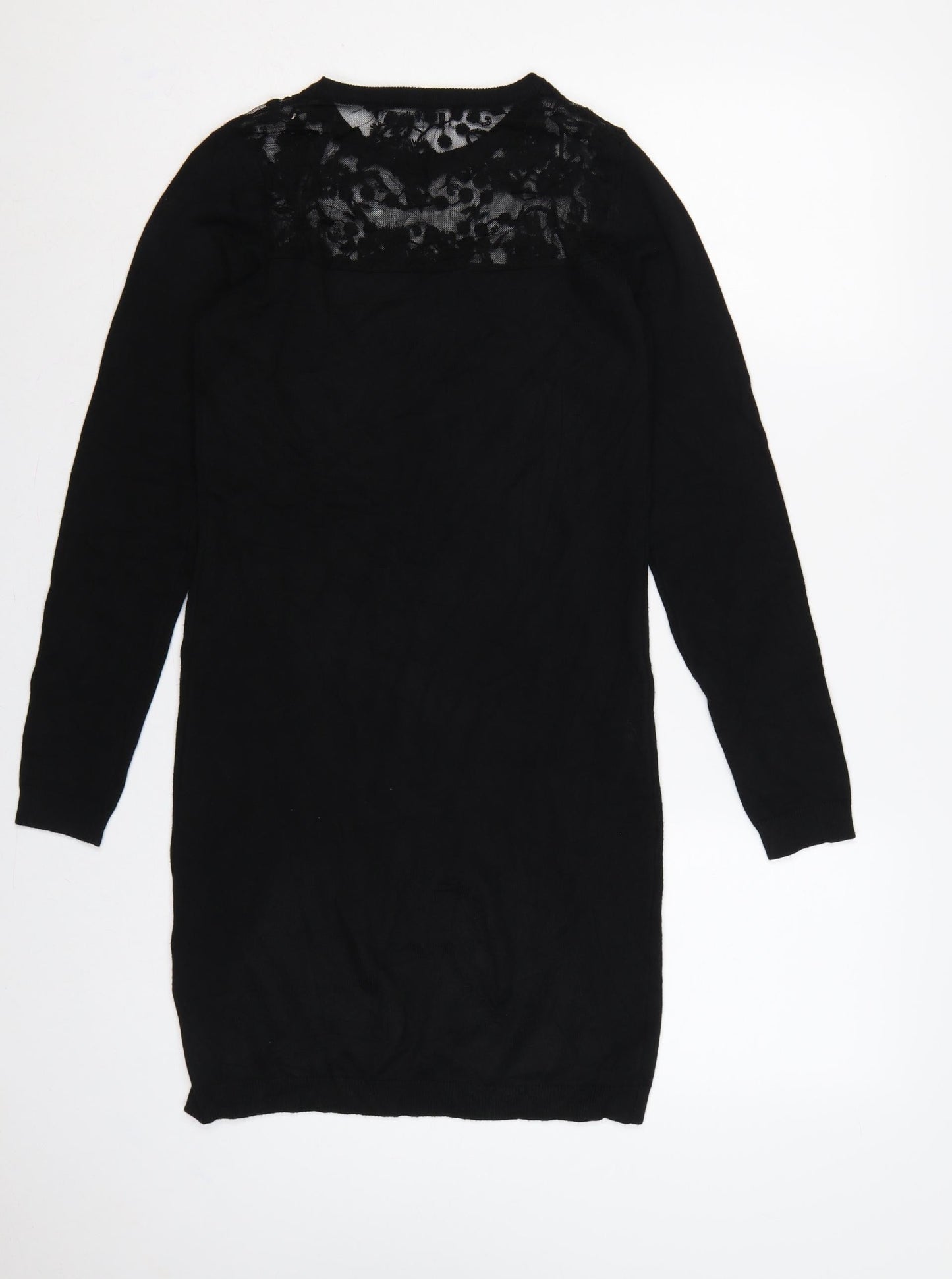 Brave Soul Women Black Size 12 Lace Yoke Knit Jumper Dress