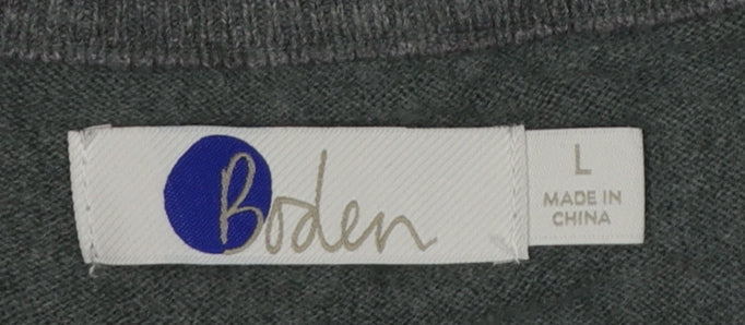 Boden Men's Grey L Wool Cotton V-Neck Lightweight Knit Pullover Jumper