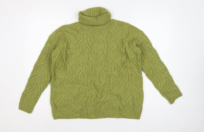 Marks and Spencer Women Green S Cable Knit Roll Neck Jumper