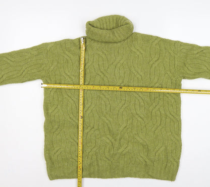 Marks and Spencer Women Green S Cable Knit Roll Neck Jumper