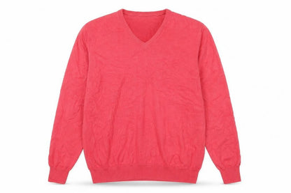 Country Collection Women Pink Size 14 V-Neck Cotton Knit Jumper