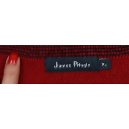 James Pringle Men’s Red XL V-Neck Fine Knit Pullover Jumper