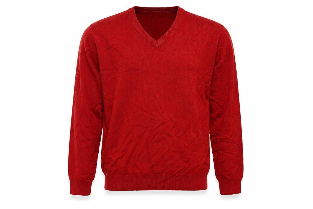James Pringle Men’s Red XL V-Neck Fine Knit Pullover Jumper