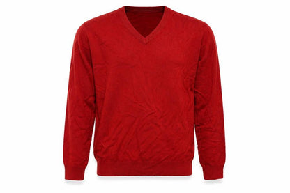 James Pringle Men’s Red XL V-Neck Fine Knit Pullover Jumper