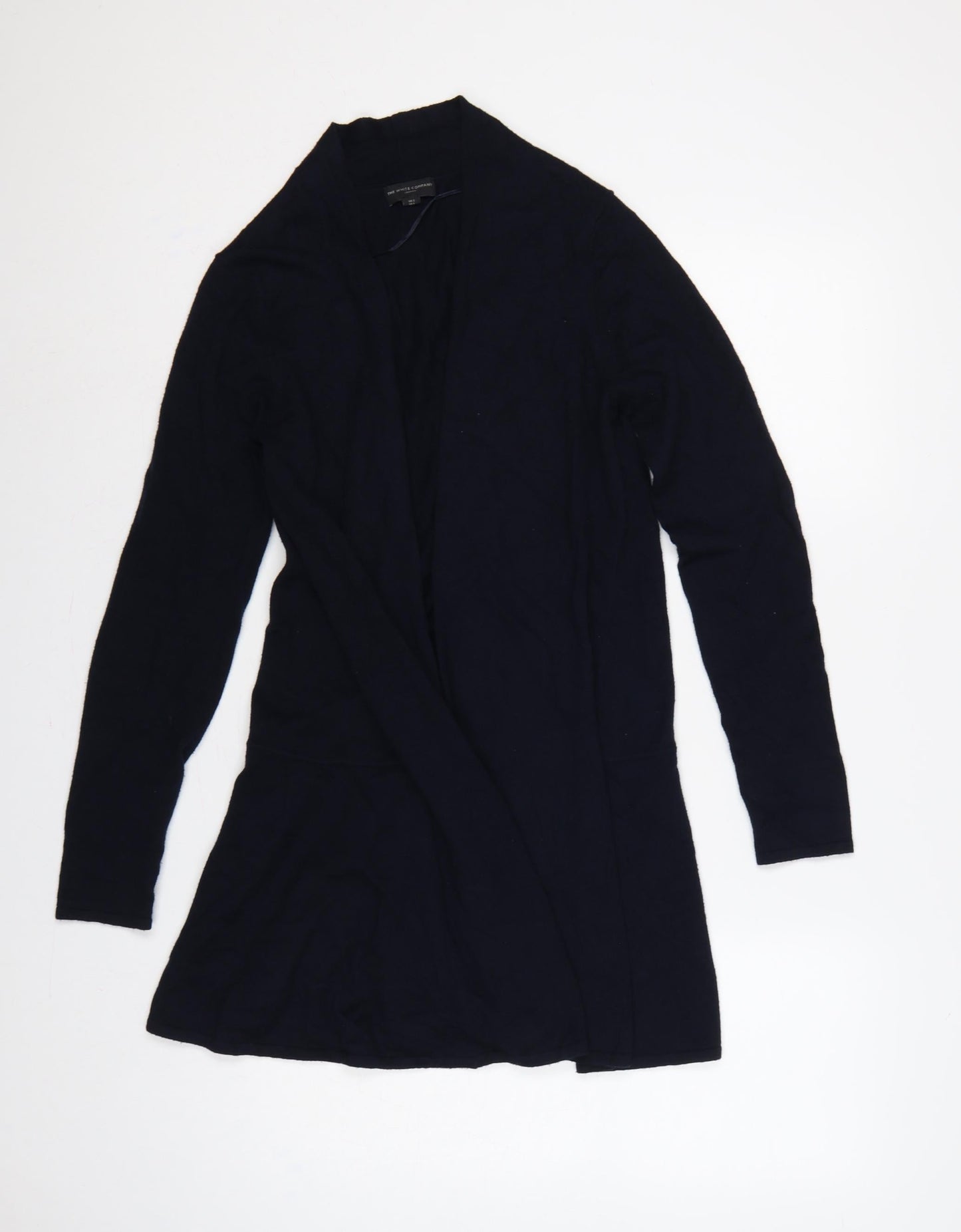The White Company Women Navy Small Merino Cotton Open Cardigan