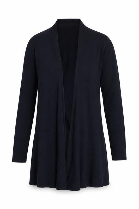 The White Company Women Navy Small Merino Cotton Open Cardigan