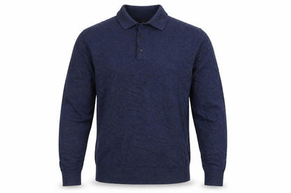 Marks & Spencer Men Blue M Cotton Rich Collared Henley Jumper