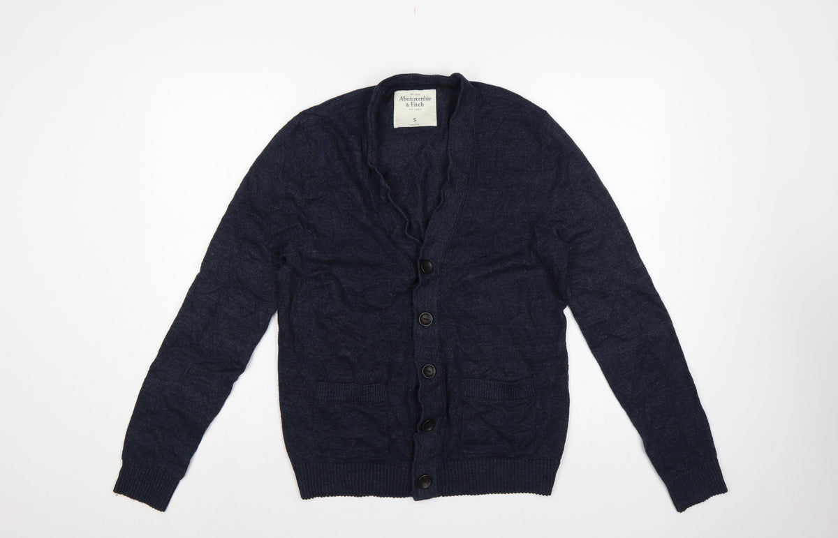 Abercrombie & Fitch Men’s Blue S Button Cardigan Knit Pockets