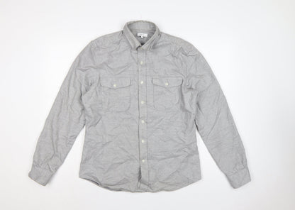 Reiss Men’s Grey M Cotton Button-Down Long Sleeve Utility Shirt