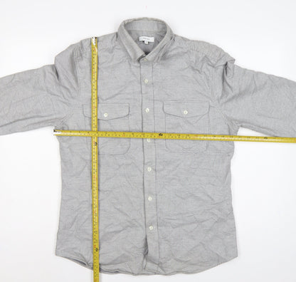 Reiss Men’s Grey M Cotton Button-Down Long Sleeve Utility Shirt