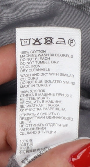 Reiss Men’s Grey M Cotton Button-Down Long Sleeve Utility Shirt