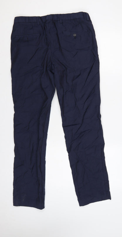 Hugo Boss Men’s Blue Wool Dress Trousers UK 48 Flat Front Formal