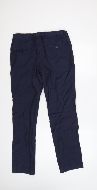 Hugo Boss Men’s Blue Wool Dress Trousers UK 48 Flat Front Formal