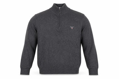 GANT Men’s Grey M Half Zip High Neck Logo Knit Jumper Pullover