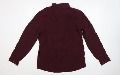 Marks and Spencer Men Red L Lyocell Button-Down Long Sleeve Shirt