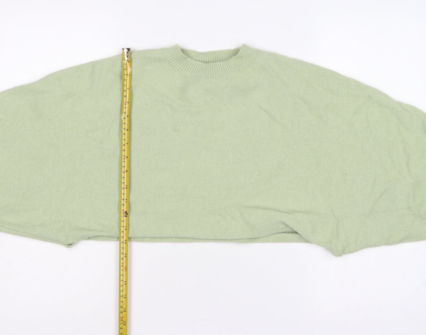 White Closet Women’s Green S Cropped Crew Neck Knit Pullover Jumper