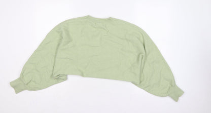 White Closet Women’s Green S Cropped Crew Neck Knit Pullover Jumper