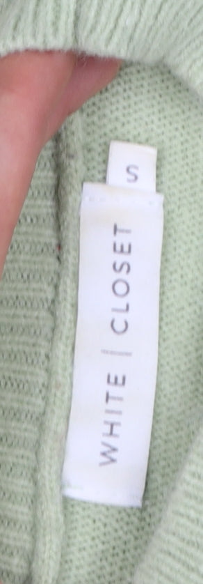 White Closet Women’s Green S Cropped Crew Neck Knit Pullover Jumper