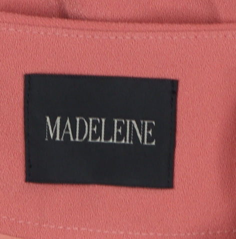 Madeleine Women Pink UK 12 High Rise Straight Leg Dress Trousers