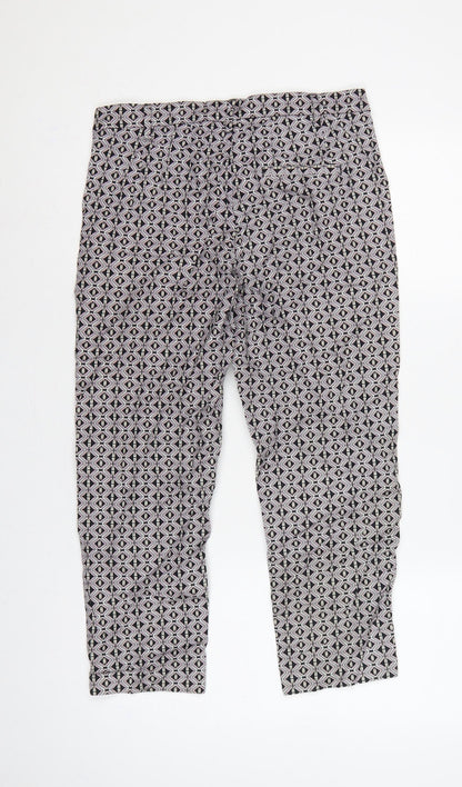 Marks and Spencer Women Black Geometric Size 10 Slim Stretch Trousers