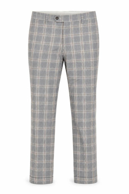 Next Men's Grey Check Trousers 28in Waist 29in Leg Smart Straight