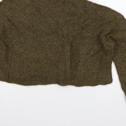Zara Women's Green S High Neck Knit Pullover Jumper