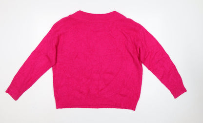 Roman Women Pink Size 18 Mock Neck Button Shoulder Knit Jumper