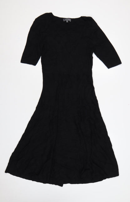 Per Una Women Black UK 12 Long Jumper Dress Knit Wool 3/4 Sleeve