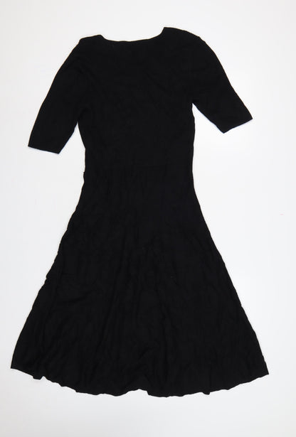 Per Una Women Black UK 12 Long Jumper Dress Knit Wool 3/4 Sleeve