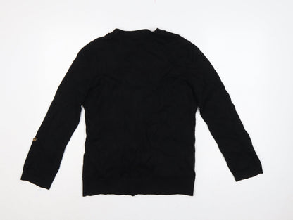 Lauren Ralph Lauren Women Black M V-Neck Cotton Button Cardigan