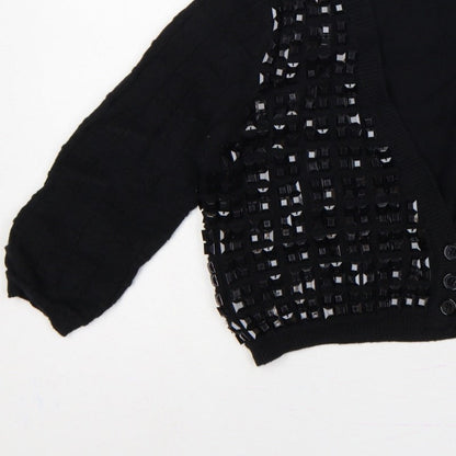Selected Femme Women Black XL Embellished V-Neck Cropped Cardigan