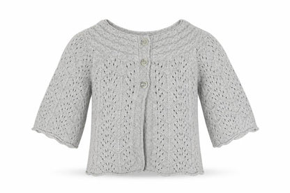 Monsoon Women Grey S Cable Knit Button Cardigan 3/4 Bell Sleeve