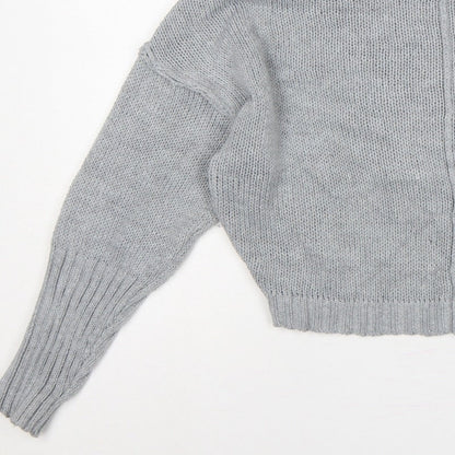 Missguided Women Grey S Chunky Knit Oversized Crew Neck Jumper