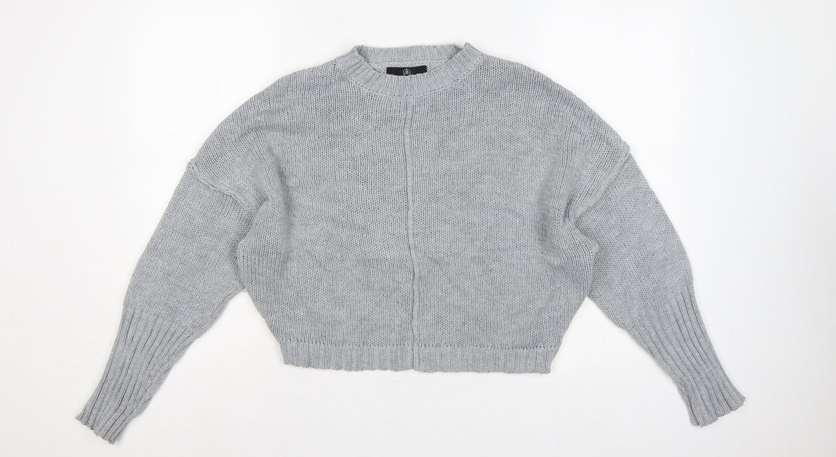 Missguided Women Grey S Chunky Knit Oversized Crew Neck Jumper