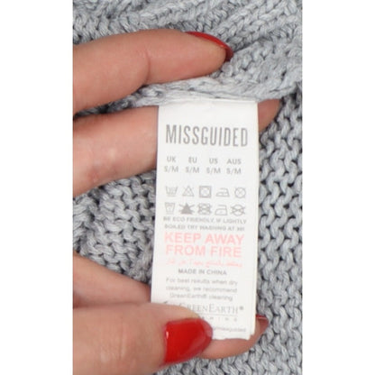 Missguided Women Grey S Chunky Knit Oversized Crew Neck Jumper