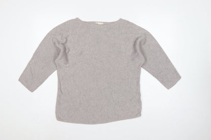 H&M Women’s Grey Size 12 Boat Neck Kimono Sleeve Knit Jumper