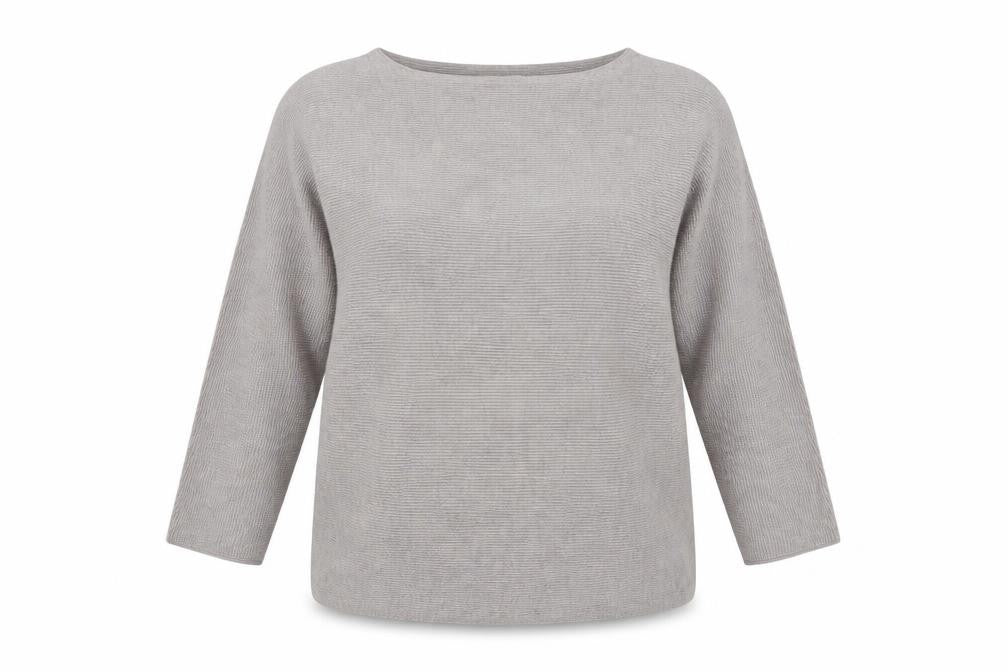 H&M Women’s Grey Size 12 Boat Neck Kimono Sleeve Knit Jumper