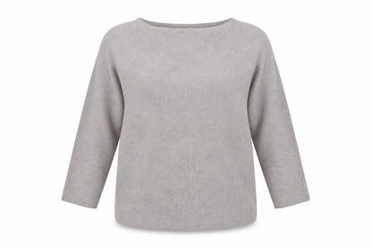 H&M Women’s Grey Size 12 Boat Neck Kimono Sleeve Knit Jumper