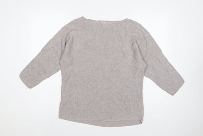 H&M Women’s Grey Size 12 Boat Neck Kimono Sleeve Knit Jumper