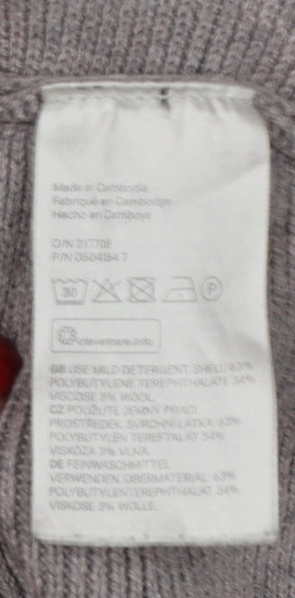 H&M Women’s Grey Size 12 Boat Neck Kimono Sleeve Knit Jumper