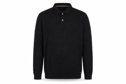 Next Men’s Black XL Merino Wool Cable Knit High Neck Henley Jumper