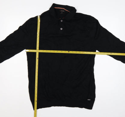 Next Men’s Black XL Merino Wool Cable Knit High Neck Henley Jumper