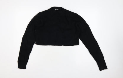 Nasty Gal Women Black UK 12 Mock Neck Cropped Knit Jumper